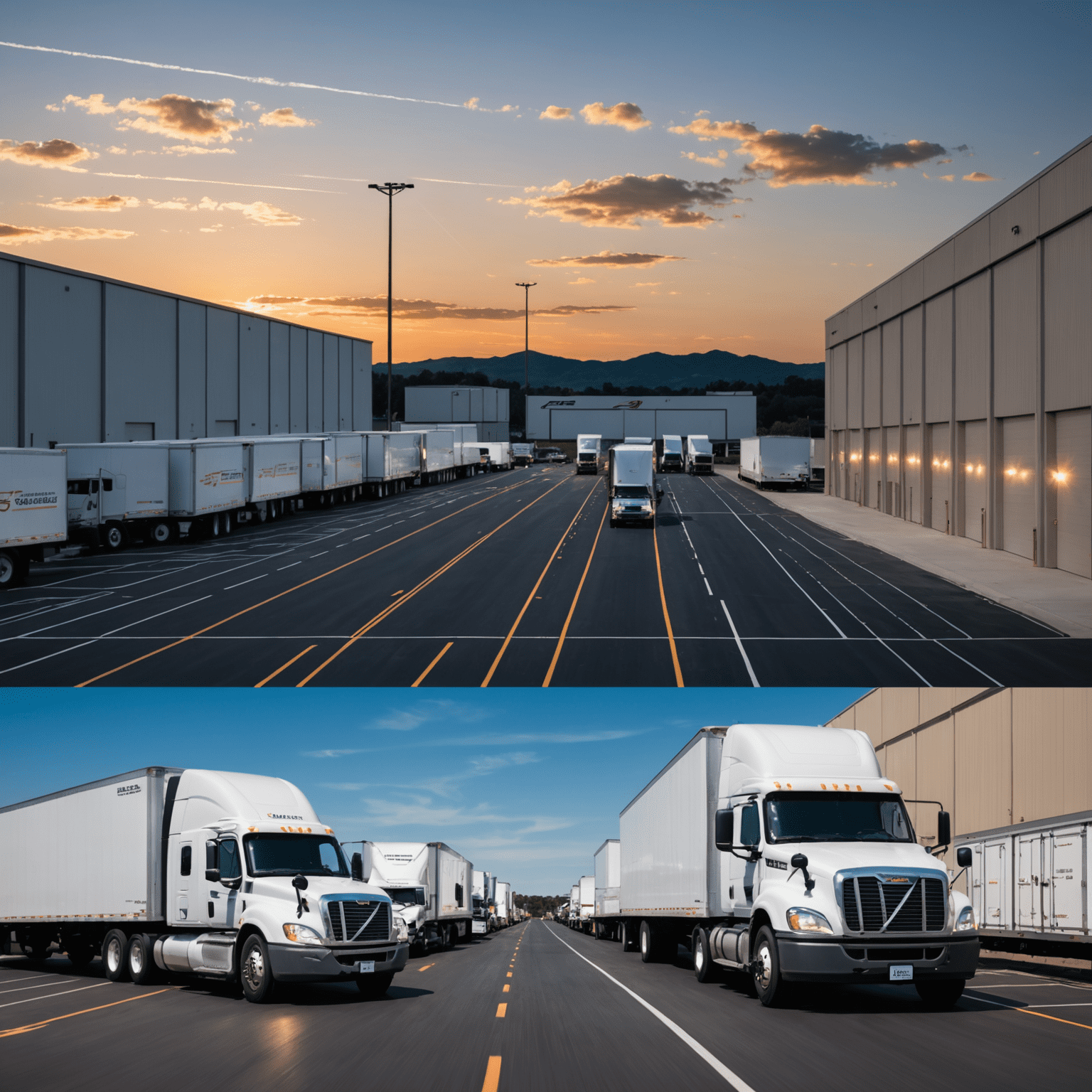 A split-screen image showing an EFS distribution center on the left with trucks being loaded, and on the right, a map of the United States with glowing lines representing EFS's extensive distribution network. The image emphasizes EFS's nationwide reach and efficient logistics capabilities.