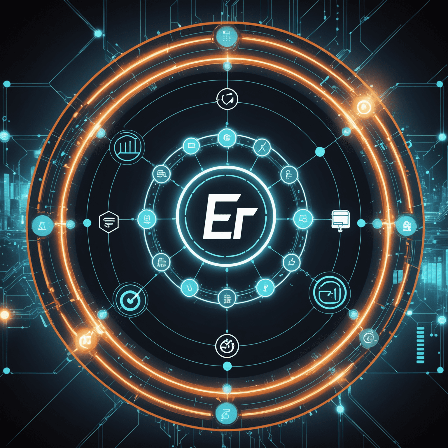 Futuristic digital interface showing interconnected supply chain elements with EFS logo, representing tailored end-to-end solutions